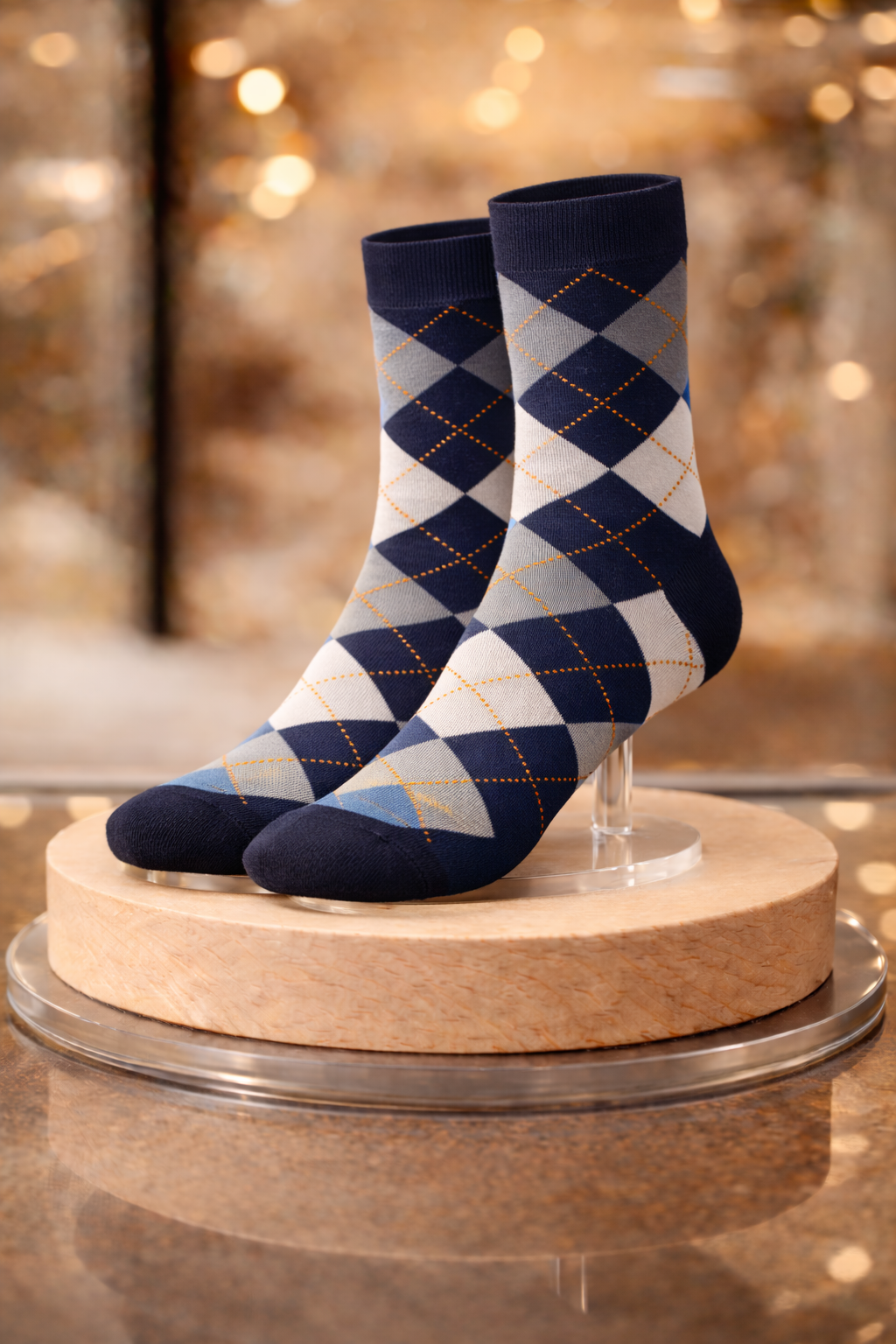 Paar individuelle Jacquard-Socken mit Strickmuster, Farbe und Konstruktion