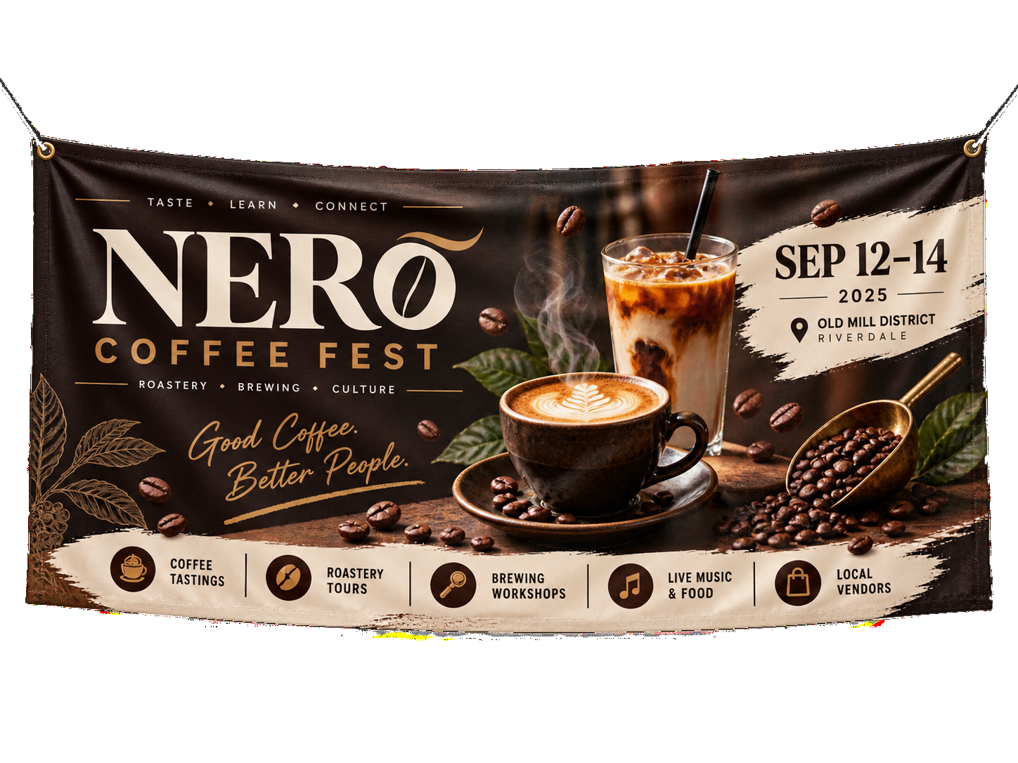 Custom Banner Printing - coffee event vinyl banner