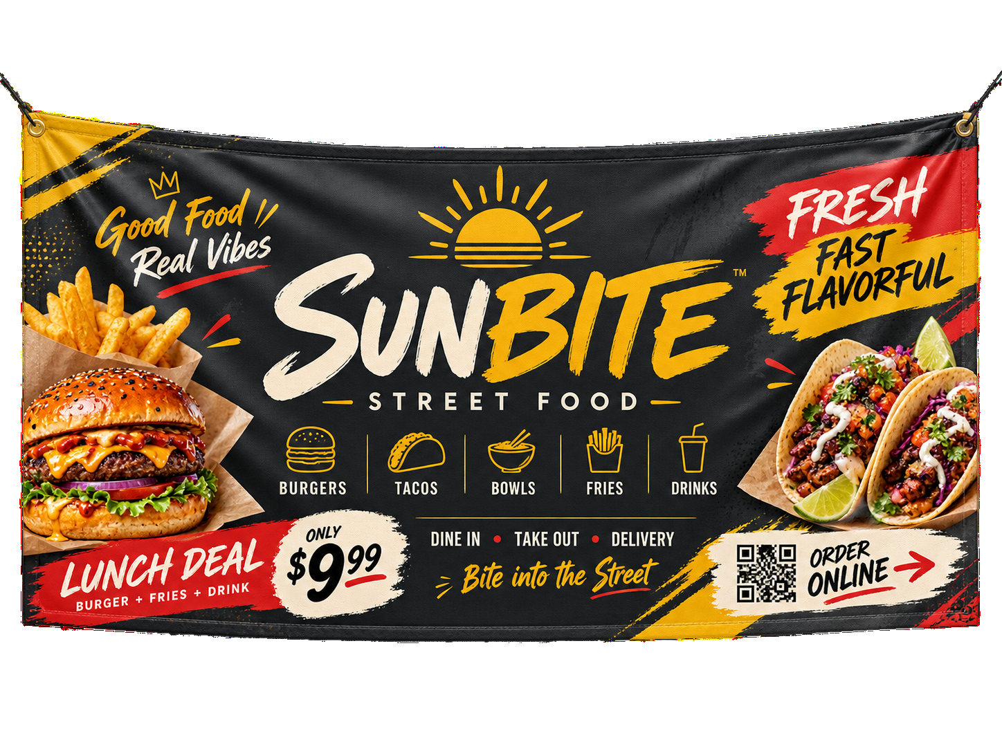 Custom Banner Printing - street food restaurant banner