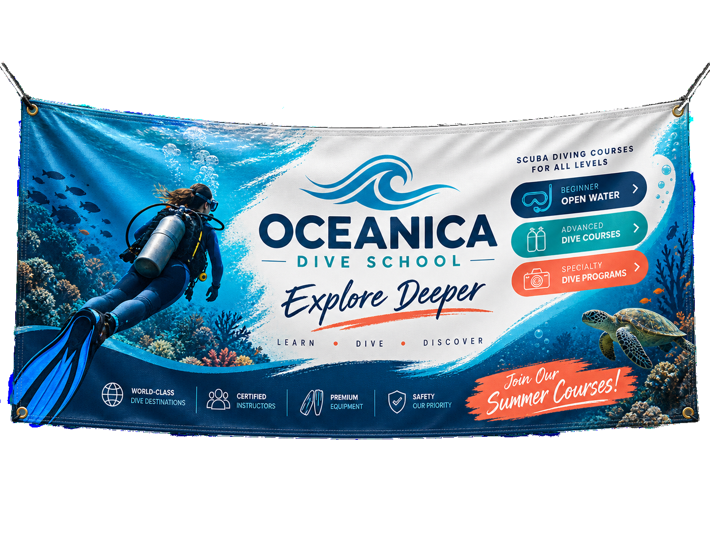 Custom Banner Printing - diving school banner
